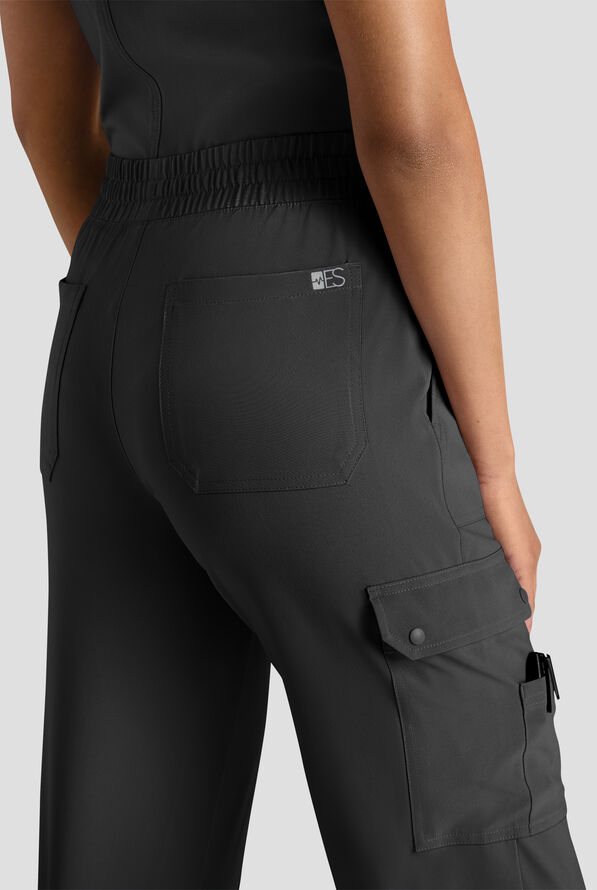 Easy STRETCH Ayo Women's 10-Pocket Cargo Scrub Pants - Petite - Onyx Black - 5