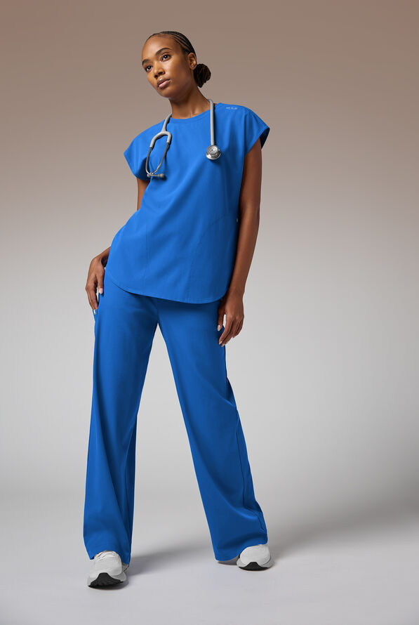 Blusa m&eacute;dica Hypothesis DM Crew de corte holgado con mangas dolm&aacute;n y 2 bolsillos para mujer - Royal - 2