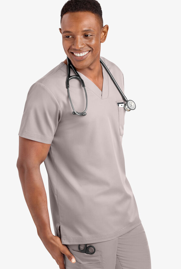 Advantage STRETCH Men's 4-Pocket V-Neck Scrub Top - Silver - 5