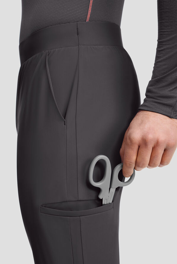 Infinity Pursuit Men's 5-Pocket STRETCH Internal Drawstring Cargo Jogger Scrub Pants - Pewter - 3