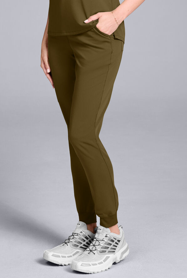 Hypothesis Women's Base 6-Pocket Jogger Scrub Pant - Petite - Dark Moss - 6
