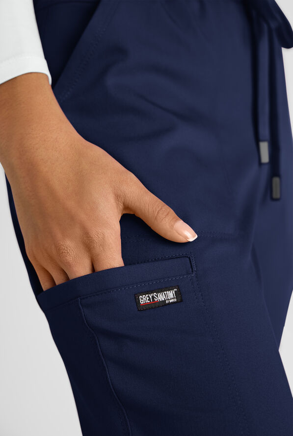 Grey's Anatomy by Barco Emerge Rylee Women's 6-Pocket STRETCH Mid Rise Jogger Scrub Pants - Indigo - 3