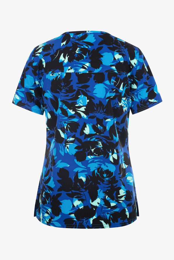 Cherokee Garden Silhouette Women's 2-Pocket STRETCH V-Neck Print Scrub Top - null - 2