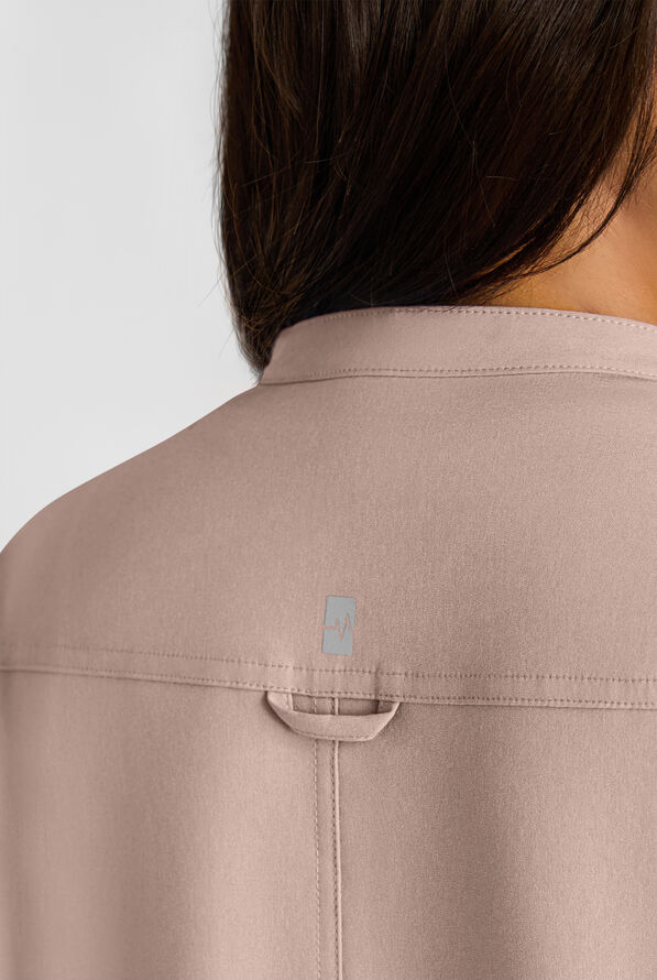 Easy STRETCH Bella Women's 1-Pocket Henley Scrub Top - Mocha Meringue - 5