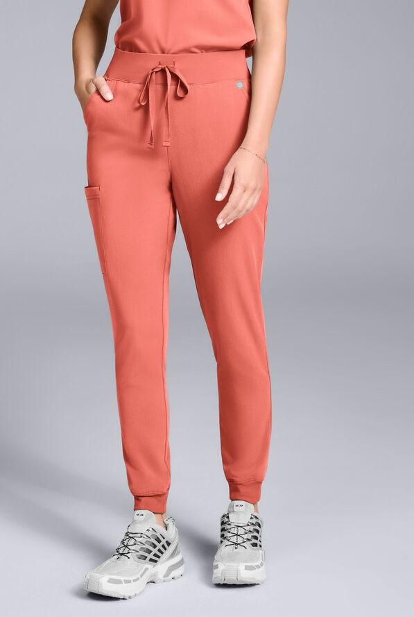 Pantal&oacute;n m&eacute;dico Hypothesis Base Petite estilo jogger con 6 bolsillos para mujer - Thermal Coral - 1