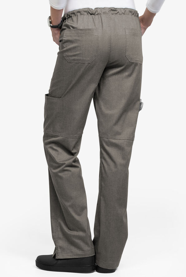 Butter-Soft STRETCH Women's 10-Pocket Drawstring Scrub Pants - Tall - Heather Grey - 2