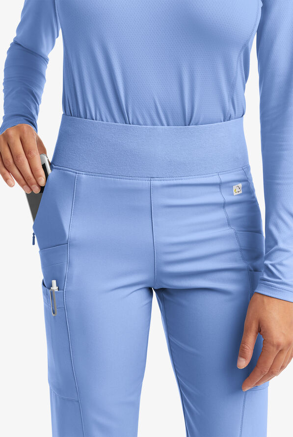 Pantal&oacute;n m&eacute;dico ReSurge by Butter-Soft Petite estilo yoga con 6 bolsillos para mujer **Ligeramente IRREGULAR** - Ceil Blue - 5