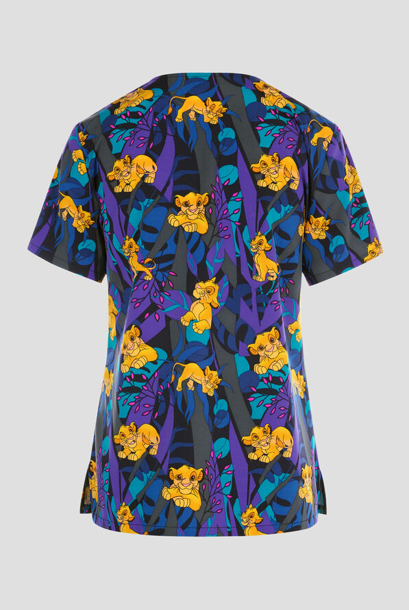 Blusa médica estampada Tooniforms Disney's Lion King Sensational Simba STRETCH con cuello en V y 2 bolsillos para mujer - null - 2