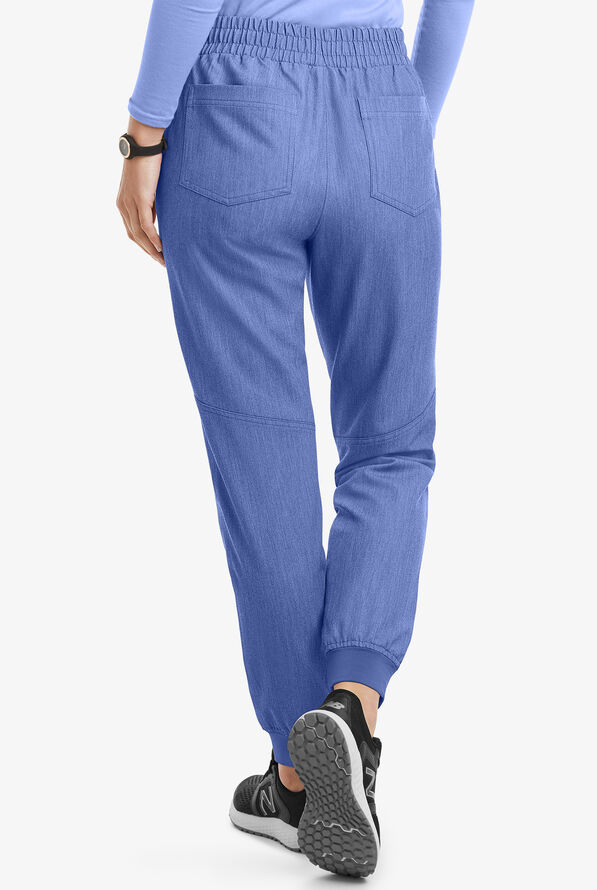 MOVEMENT by Butter-Soft Vega Women's 5-Pocket Flat Front Jogger STRETCH Scrub Pants - Petite - Electric Blue Heather - 4