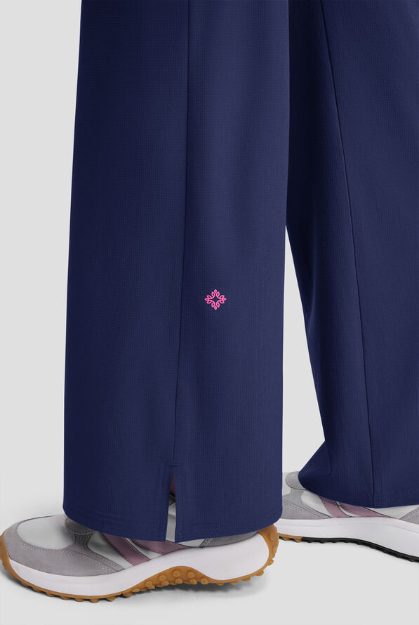 Med Couture Amp Women's 5-Pocket STRETCH High-Rise Wide Leg Cargo Scrub Pant - Petite - Navy - 3