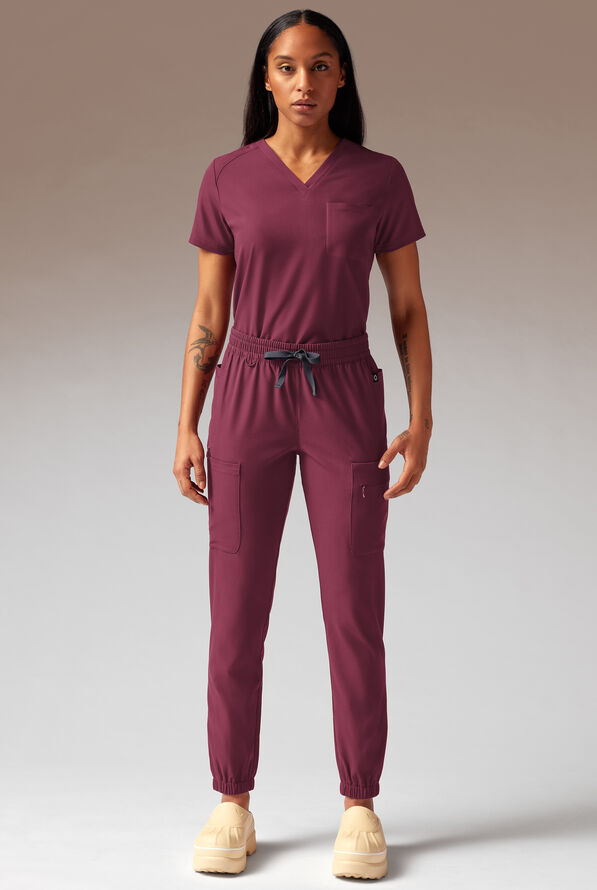 Hypothesis Cache Women&rsquo;s 6-Pocket Jogger Scrub Pant - Wine - 3
