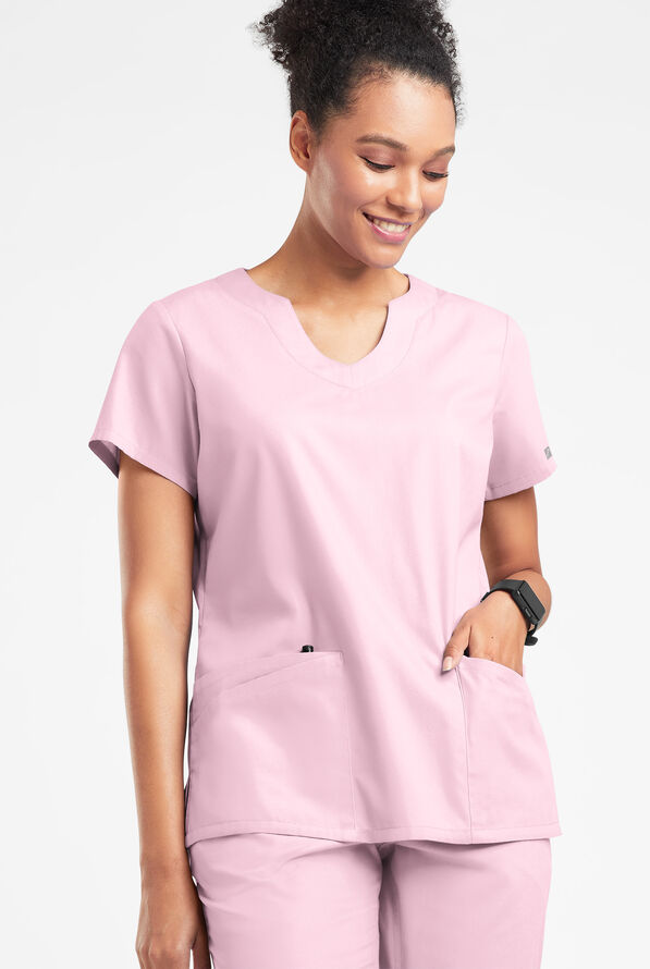 ButterSoft Originals Women's 6Pocket Scallop Neck Scrub Top, Cotton