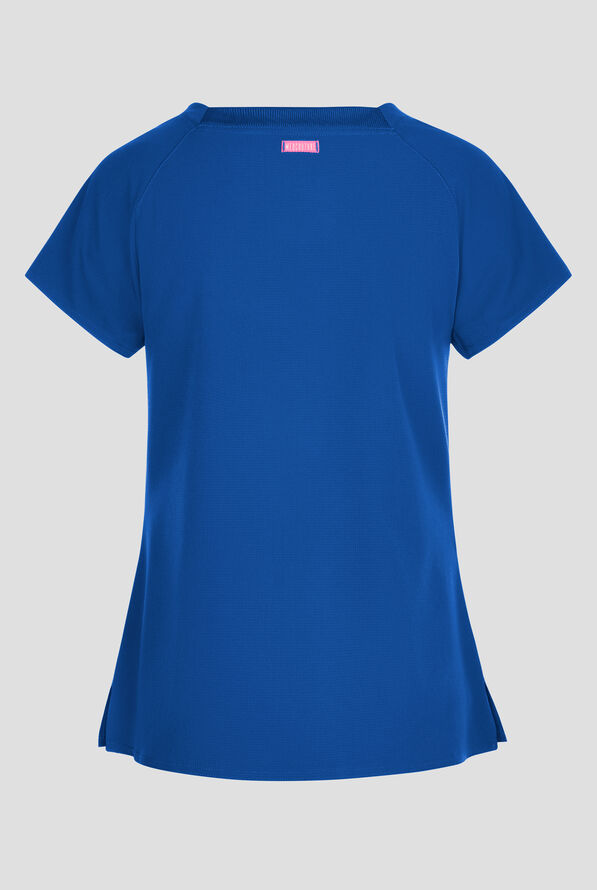 Med Couture Amp Women's 3-Pocket STRETCH Raglan Sleeve Square Neck Scrub Top - Royal - 4