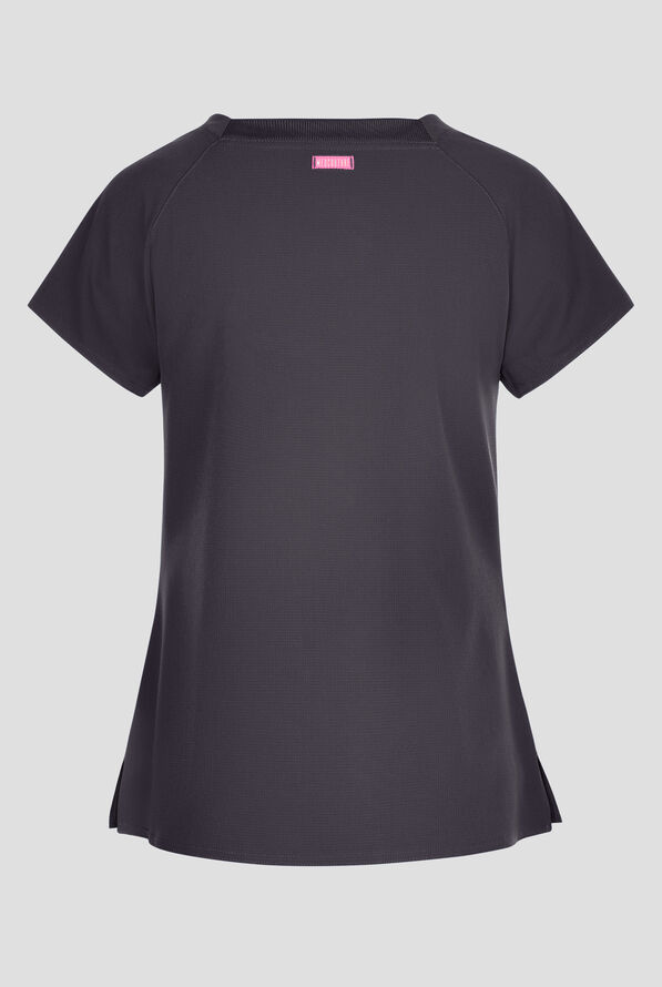 Blusa médica Med Couture Amp STRETCH con cuello cuadrado y 3 bolsillos para mujer - Pewter - 2
