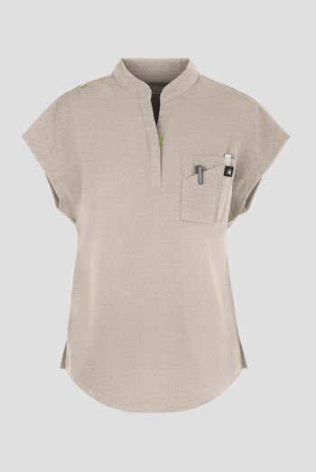 Blusa m&eacute;dica koi Solis Catrin STRETCH con cuello en V con cremallera y tapeta en contraste y 1 bolsillo para mujer