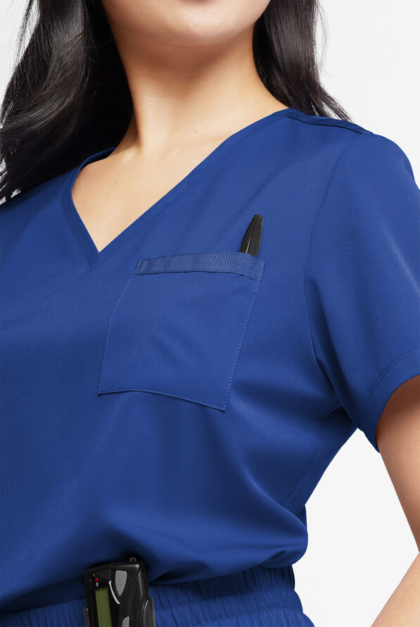 Blusa médica WhisperLite Zora Stretch con cuello en V y 2 bolsillos para mujer - Galaxy - 4