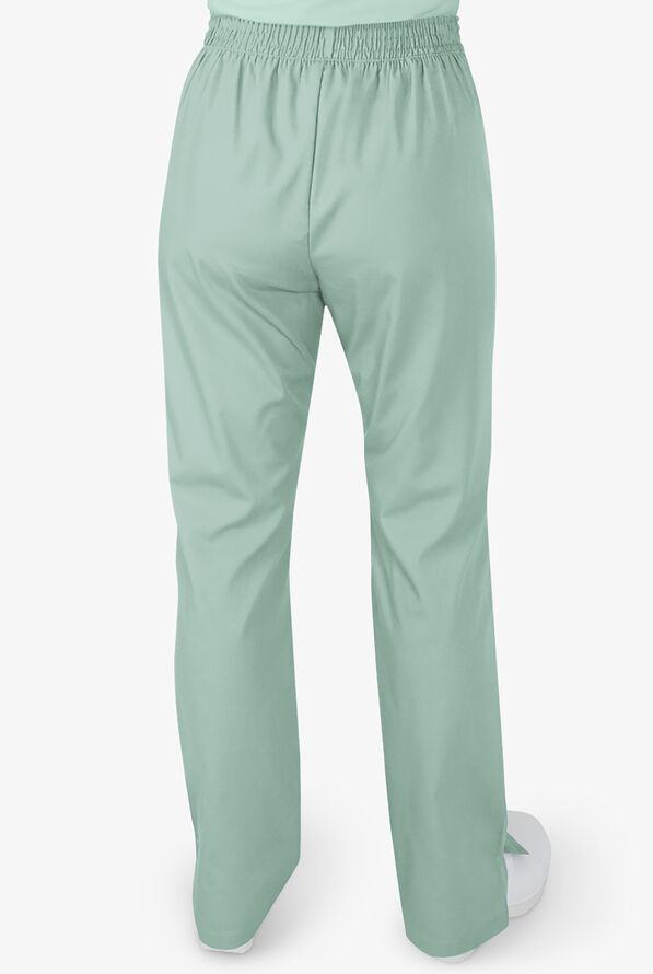 Butter-Soft STRETCH Women's 2-Pocket Flat Front with Back Elastic Scrub Pants - Tall - Eucalyptus Leaf - 3