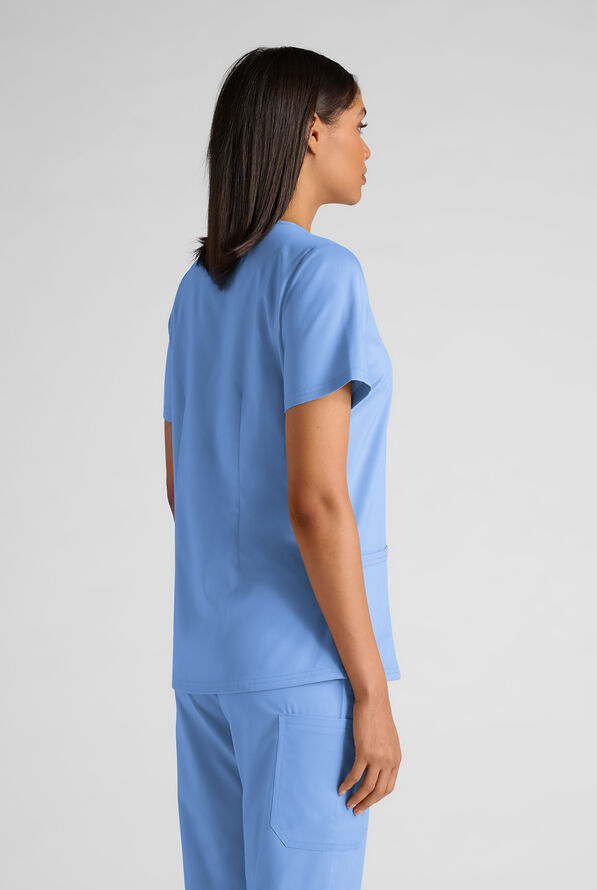 Butter-Soft STRETCH FLXTEK+ Women's 4-Pocket V-Neck Scrub Top - Ceil Blue - 2