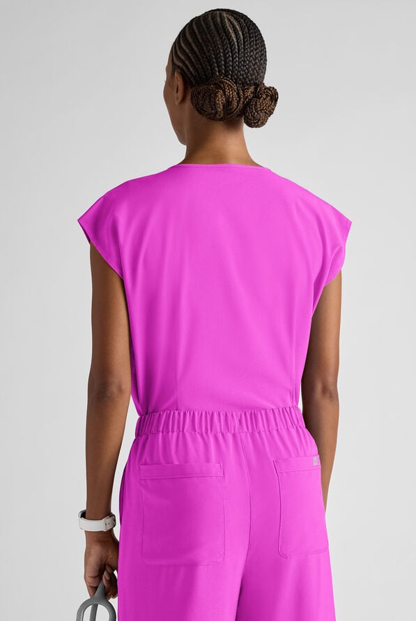 Easy STRETCH Gracie Women's Dolman Sleeve Crew Neck Scrub Top - Electric Fuchsia - 7