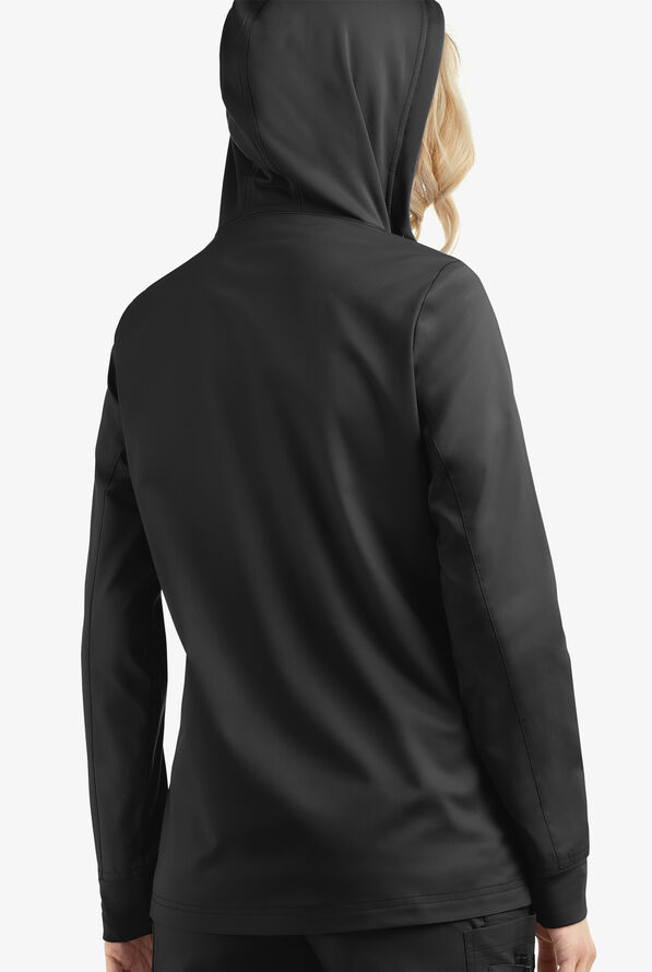 Sudadera m&eacute;dica con capucha abrigada UA Butter-Soft STRETCH con cremallera y 3 bolsillos para mujer - Black - 4