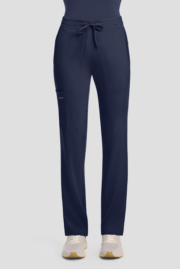 HH Works by Healing Hands Women's 5-Pocket STRETCH Straight Leg Drawstring Cargo Scrub Pants - Navy - 1