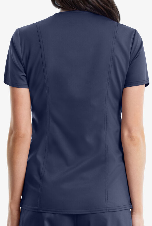 Blusa médica de maternidad Cherokee Workwear Revolution estilo cruzado con 2 bolsillos para mujer - Navy - 2