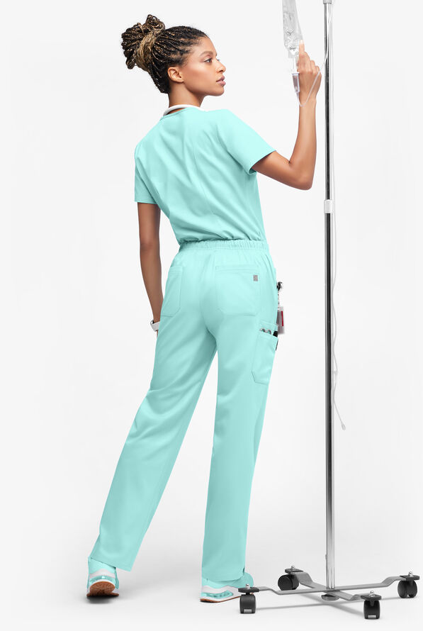 Butter-Soft STRETCH Women’s 10-Pocket Mid Rise Straight Leg Scrub Pant - Tall - Sea Frost - 4