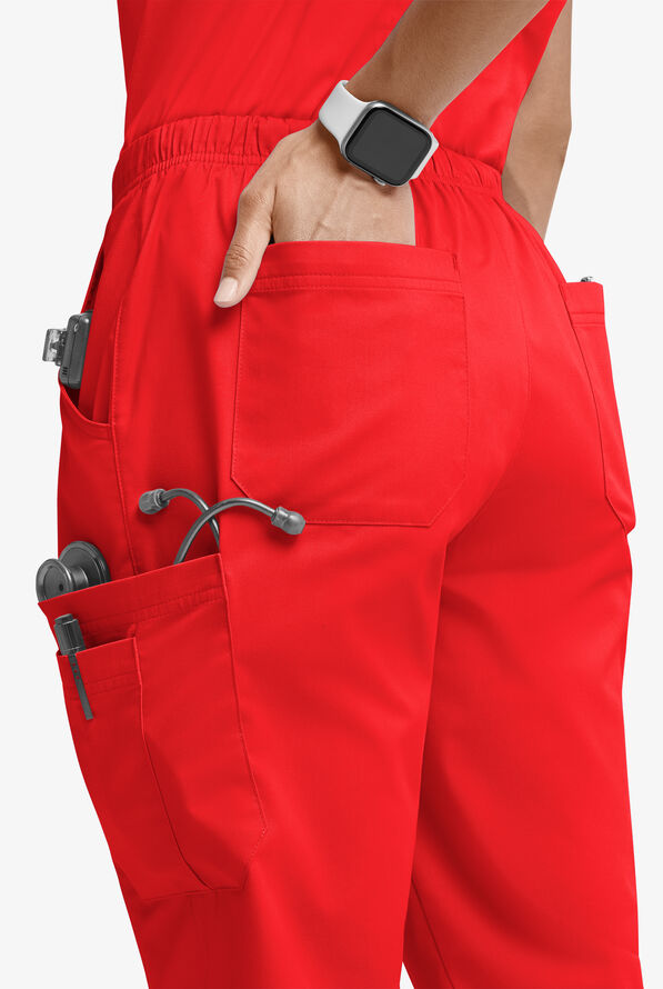 Butter-Soft STRETCH Women’s 10-Pocket Mid Rise Straight Leg Scrub Pant - Venetian Red - 2