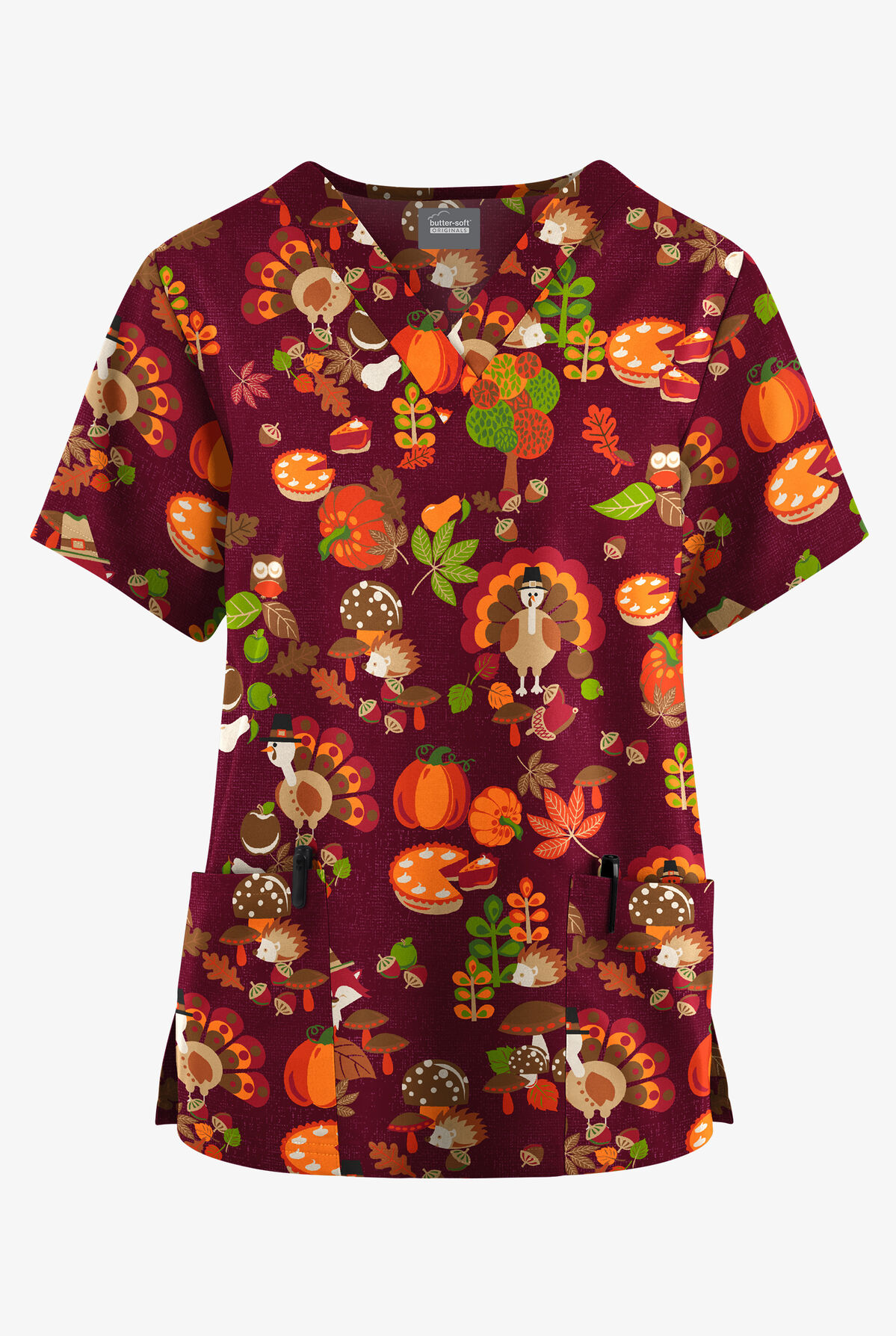 Cat & Dog Cherokee Print V Neck Scrub Top CK616 TYPW – Scrubs Select