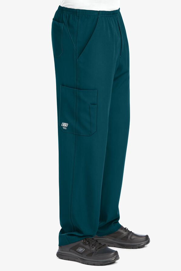 Skechers by Barco Structure Men's 4-Pocket STRETCH Cargo Scrub Pants - Bahama Blue - 3