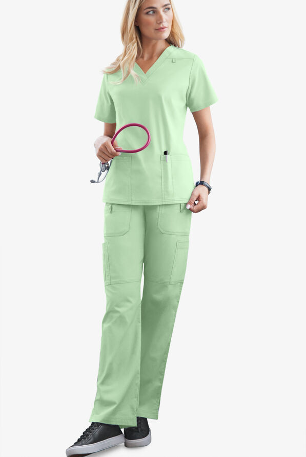 Pantal&oacute;n m&eacute;dico Butter-Soft STRETCH Petite con cord&oacute;n y 10 bolsillos para mujer - Soft Mint - 2