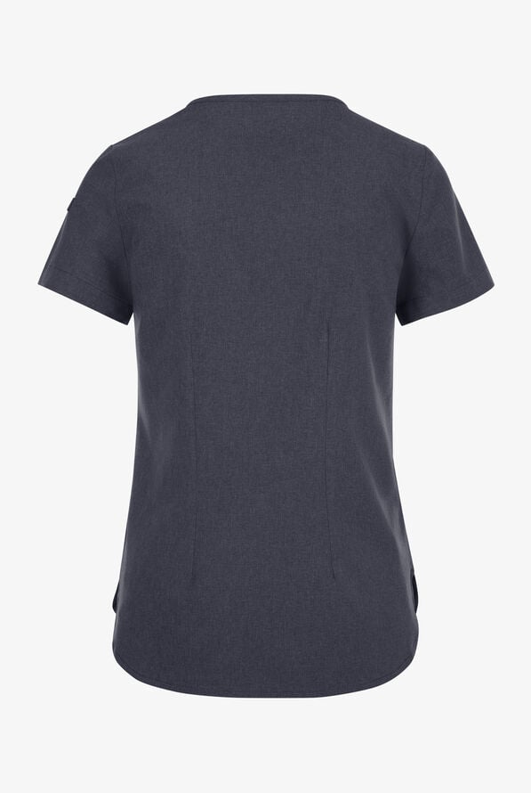 Blusa m&eacute;dica Easy STRETCH Nikki con cuello festoneado y 1 bolsillo para mujer - Charcoal Heather - 2