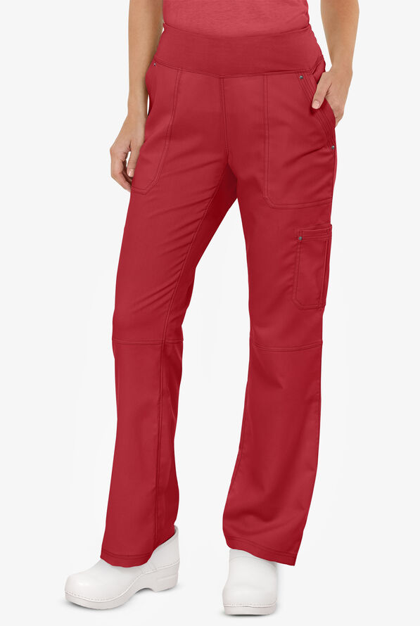 Healing Hands Purple Label Tori Women's 5-Pocket STRETCH Yoga Scrub Pants - Tall - Red - 1