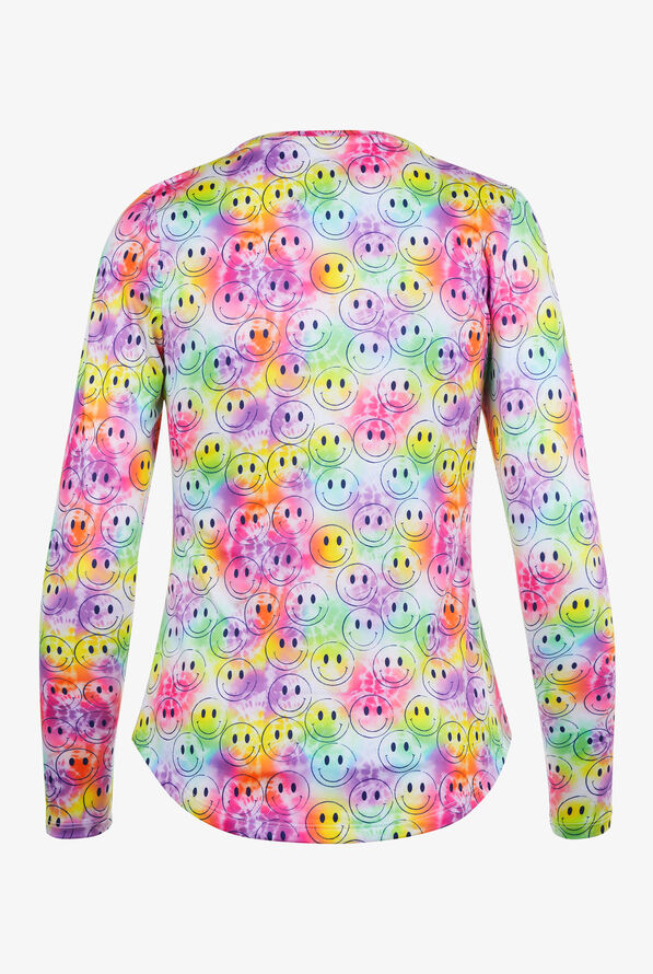  Zavate Ava Therese Colorful Smile Women's STRETCH Long Sleeve Knit Print Underscrub - null - 2