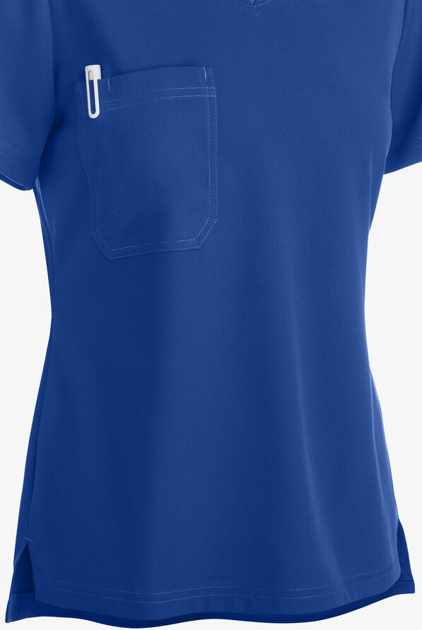 Grey's Anatomy by Barco Spandex STRETCH Bree Women's 1-Pocket Tuck In Scrub Top - Royal - 3