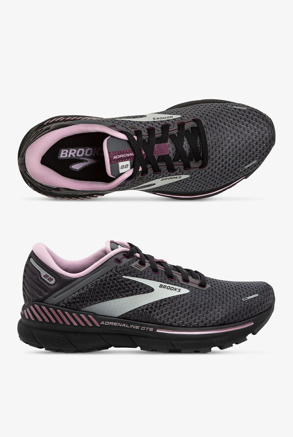 Brooks Women's Adrenaline GTS 22  Pearl/Black/Metallic Athletic Lace Up Nursing Shoes - Pearl Pink - 1