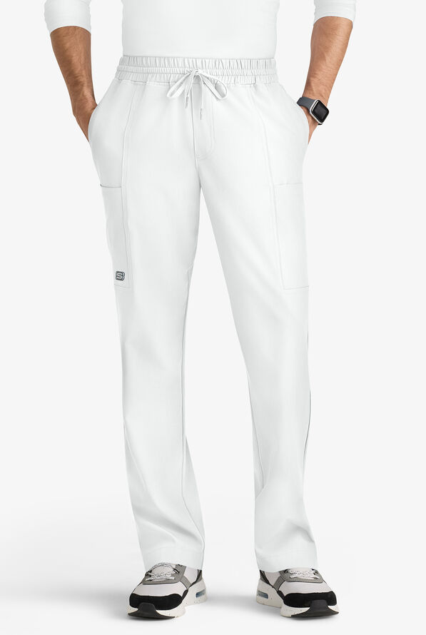 Skechers by Barco Horizon Men's 5-Pocket STRETCH Cargo Scrub Pants - White - 1