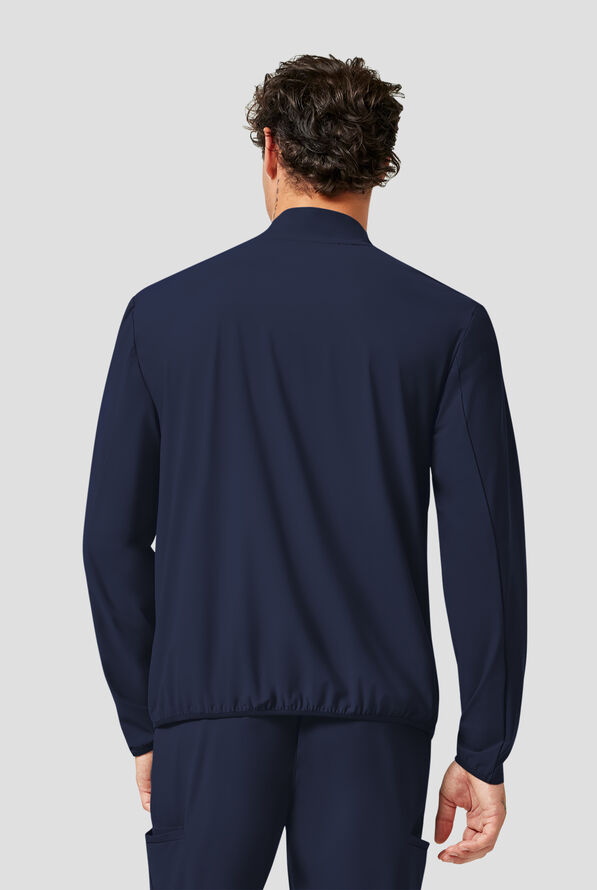Infinity Pursuit Men's 3-Pocket STRETCH Front Zip Warm-Up Scrub Jacket - Navy - 4