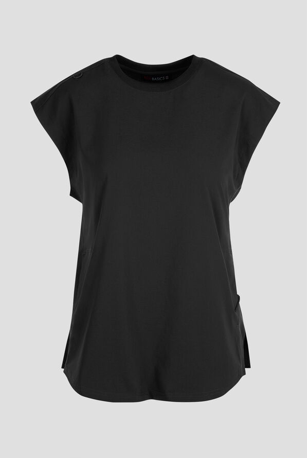 koi Basics Kenley Women's STRETCH Crew Neck Dolman Sleeve Scrub Top - Black - 1