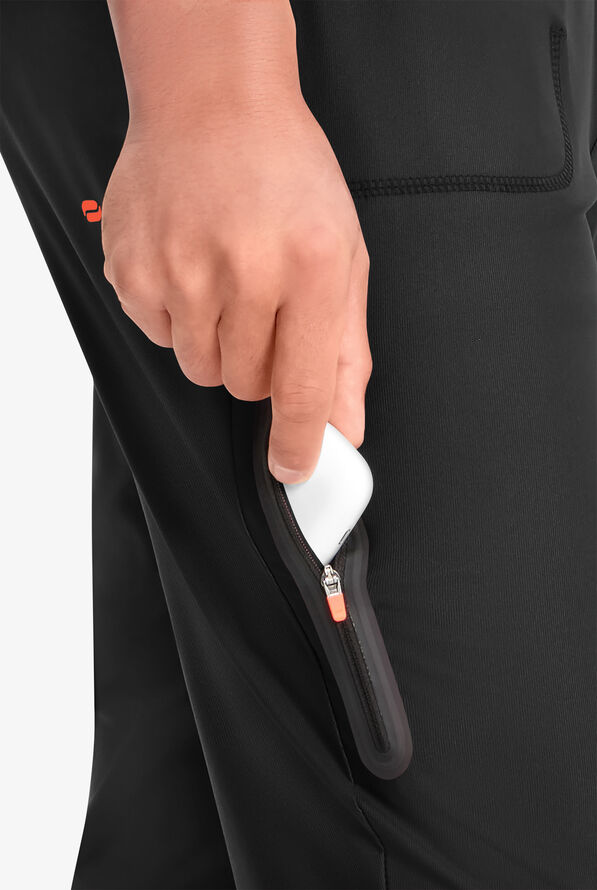 Infinity GNR8 Kinetic Knit Men's 4-Pocket STRETCH Zipper Cargo Hybrid Jogger Scrub Pants - Black - 2