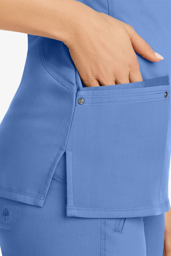 Healing Hands Purple Label Juliet Women's 2-Pocket STRETCH Princess Seam Scrub Top - Ceil Blue - 3