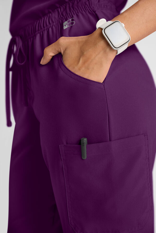 Easy STRETCH Women's 8-Pocket Scrub Set - Petite - Eggplant - 8