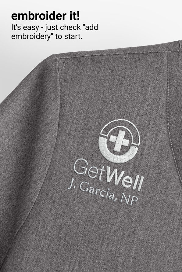 Easy STRETCH Jen Women's 4-Pocket Zip-Neck Short Sleeve Scrub Top - Graphite Heather - 6