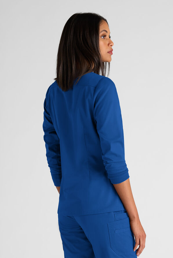Butter-Soft STRETCH Women's 5-Pocket 3/4" Sleeve V-Neck Scrub Top - Royal - 2
