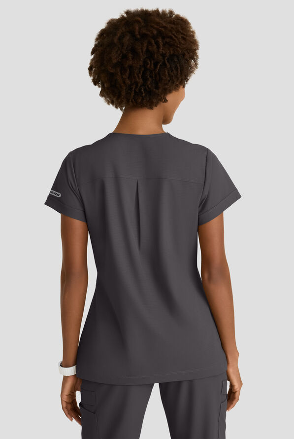 Blusa m&eacute;dica Skechers by Barco MotionTech Trek STRETCH con cuello redondo con cremallera y 2 bolsillos para mujer - Pewter - 4