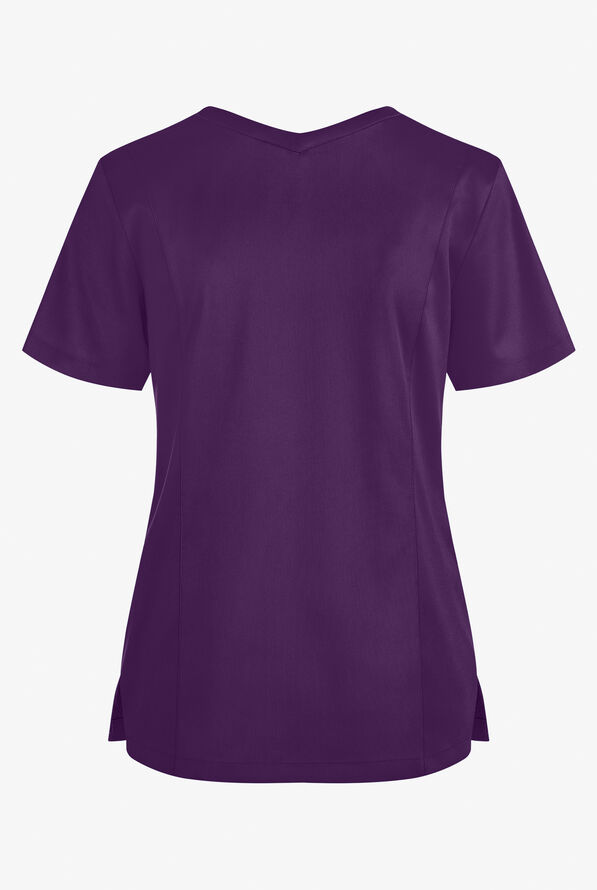 Blusa m&eacute;dica Maevn Matrix con cuello en V y 3 bolsillos para mujer - Eggplant - 2