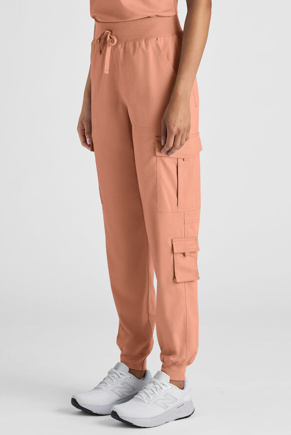Butter-Soft STRETCH FLXTEK+ Women's 8-Pocket Cargo Jogger Scrub Pant - Terracotta - 2