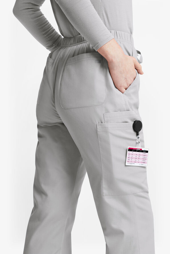 Butter-Soft Originals Women's 6-Pocket Mid Rise Flare Leg Scrub Pants - Tall - Silver - 3