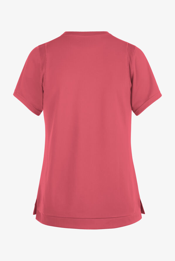 Wink Renew Knit Women's 2-Pocket STRETCH Rib-Knit Crew Neck Scrub Top - Ruby - 4