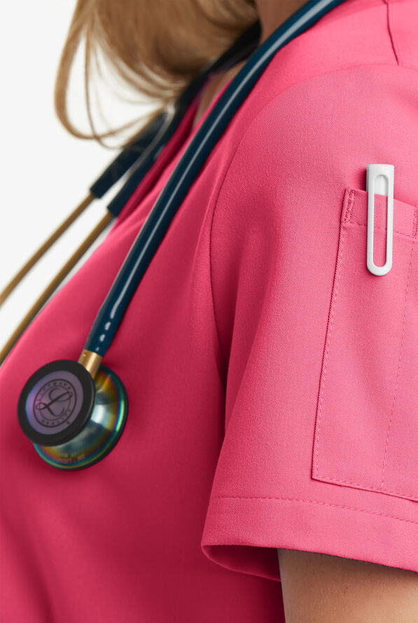 Blusa m&eacute;dica MOVEMENT by Butter-Soft Antares STRETCH con cuello en V y 6 bolsillos para mujer - Rose Dusk - 7